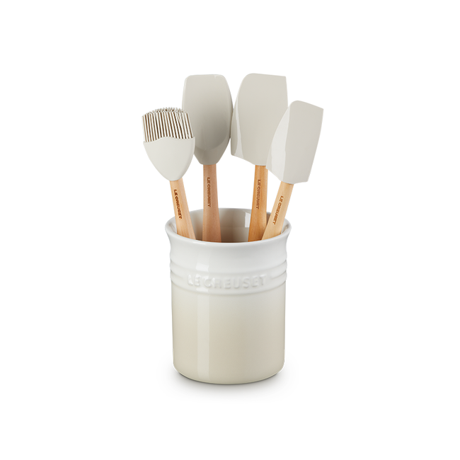 Utensil Crock with 4 Jewel Spatulas, view 1